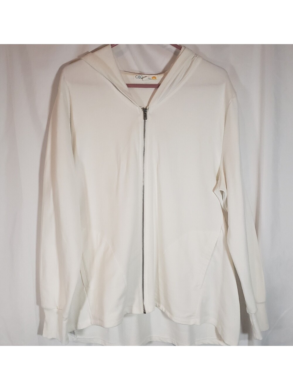 C&C California for Lane Bryant Womens 18/20 Ivory Full Zip Hoodie Lightweight